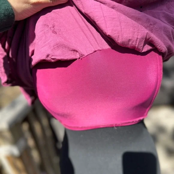 Women's Off-Shoulder Eyelet Top - Pink - Picture 6 of 7